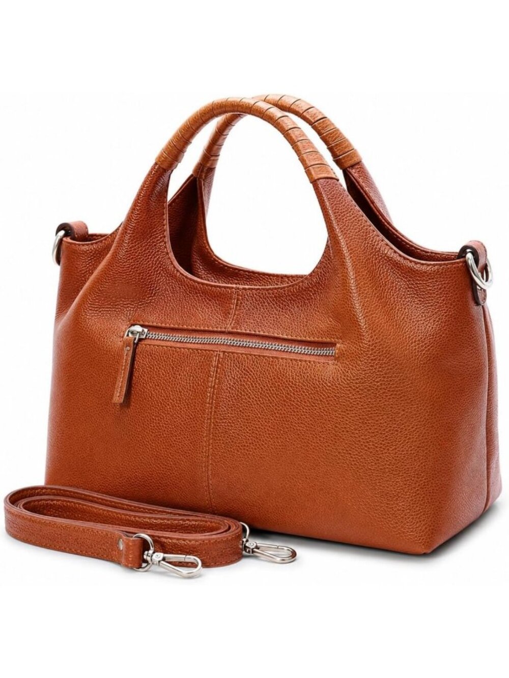 Stylish Genuine Leather Satchel Purse, Soft Pebbled Crossbody Bag for Everyday